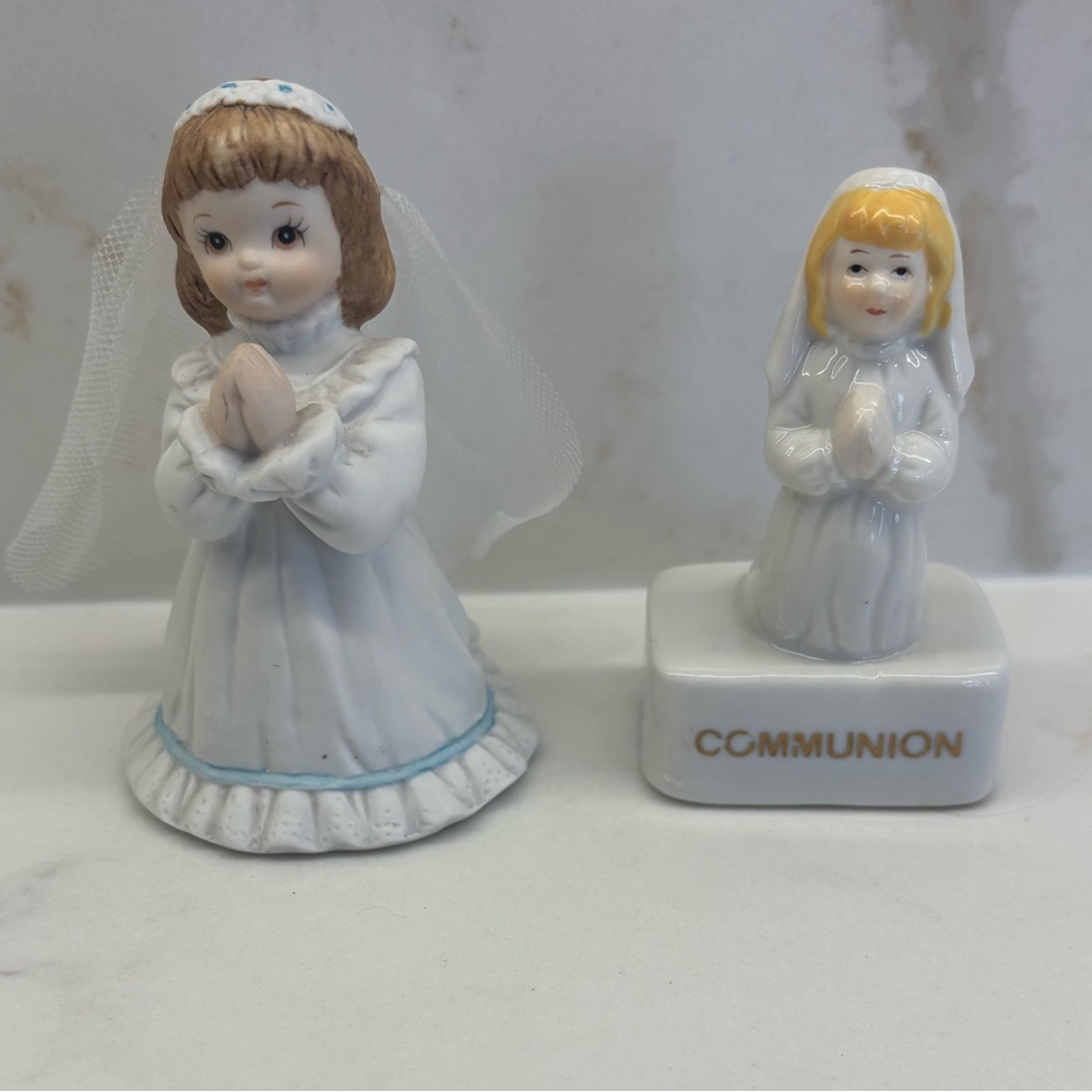 Two Commemorative Communion Girl Figurines Lefton 1997 Hong Kong